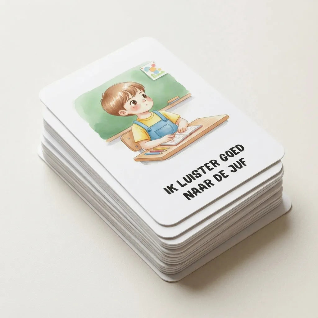 Stapel A7 affirmatiekaarten voor kleuters jongens in stoere aquarel kleuren