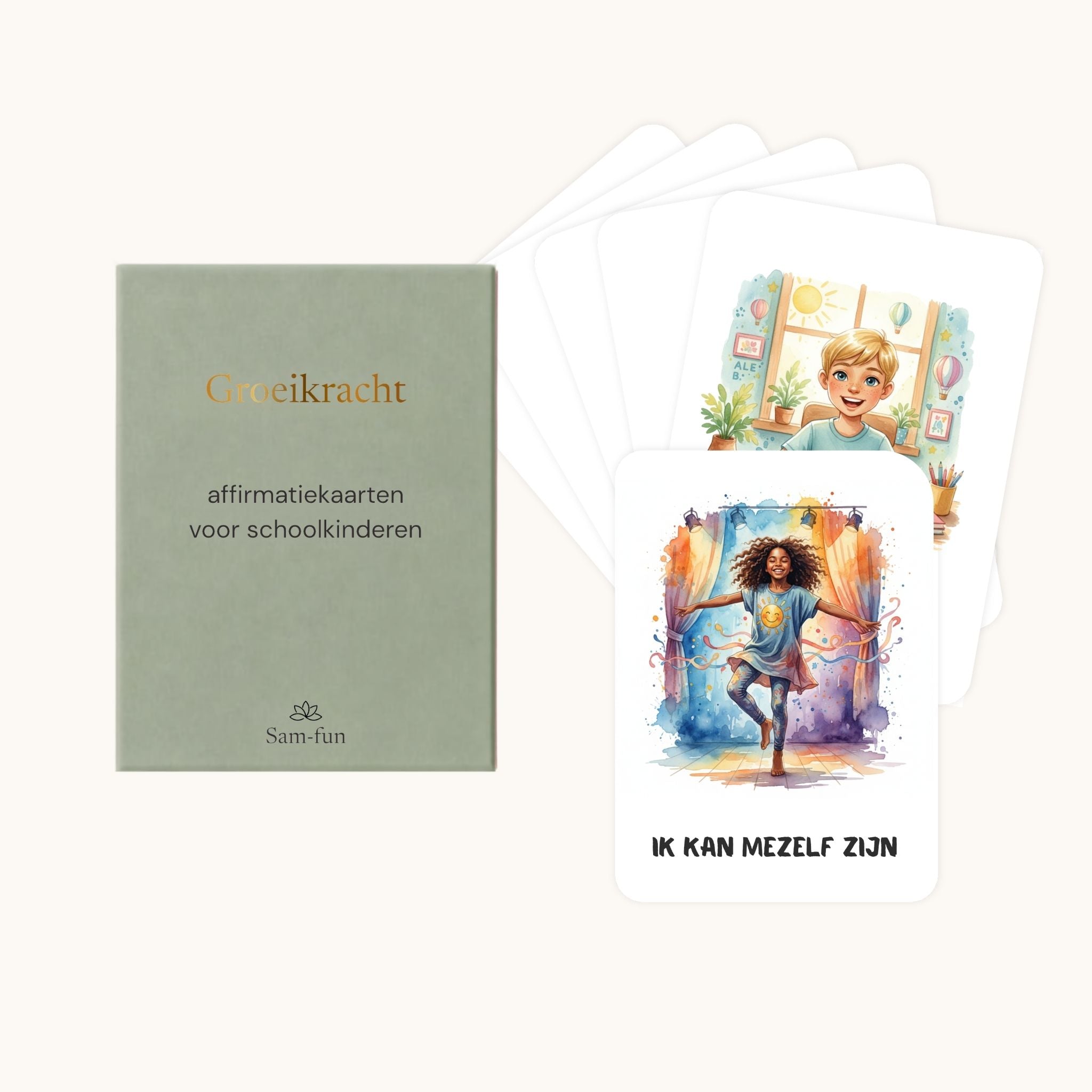 Affirmatiekaarten voor schoolkinderen in aquarelstijl