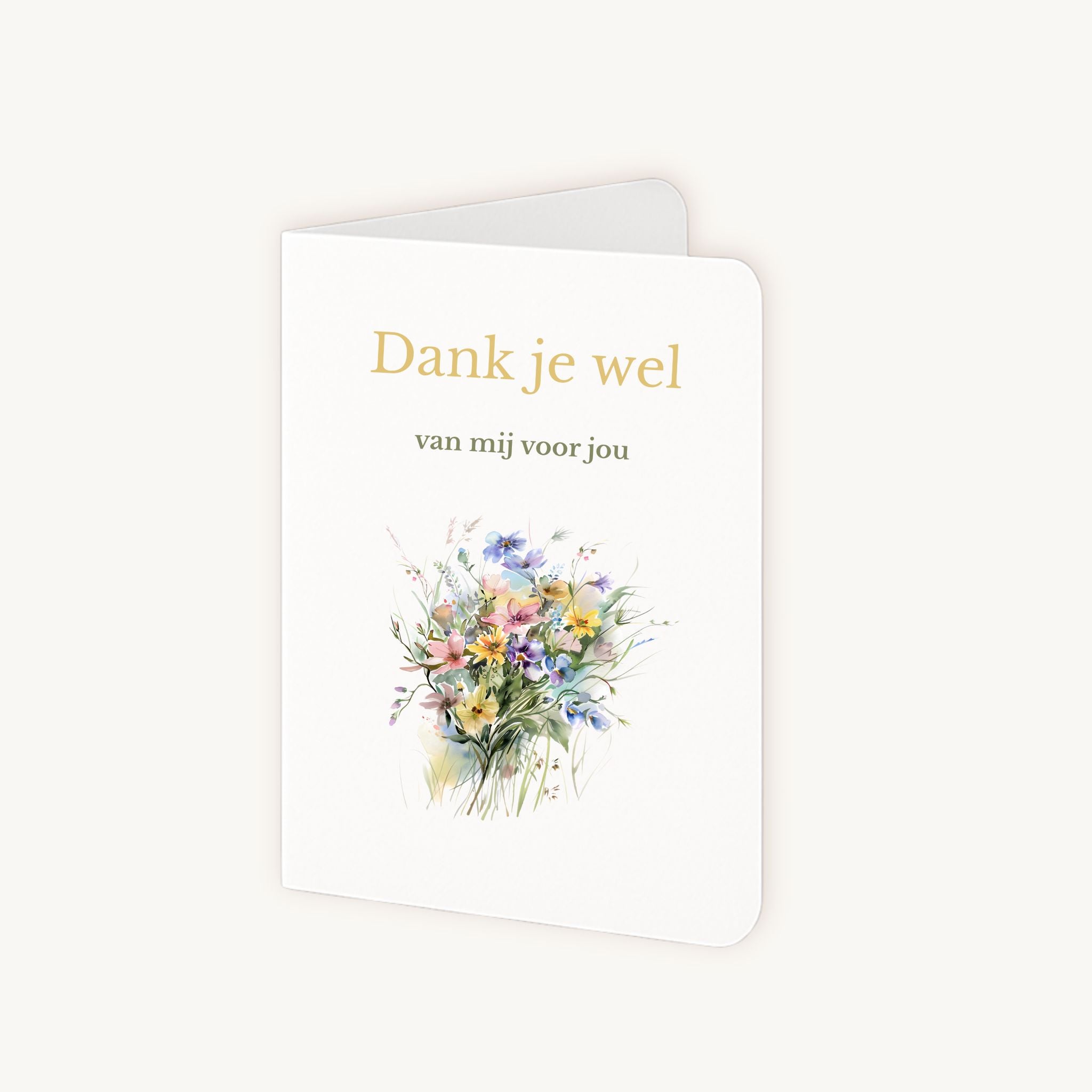 Half geopende bedankkaart aquarel toont binnenkant met ruimte voor tekst