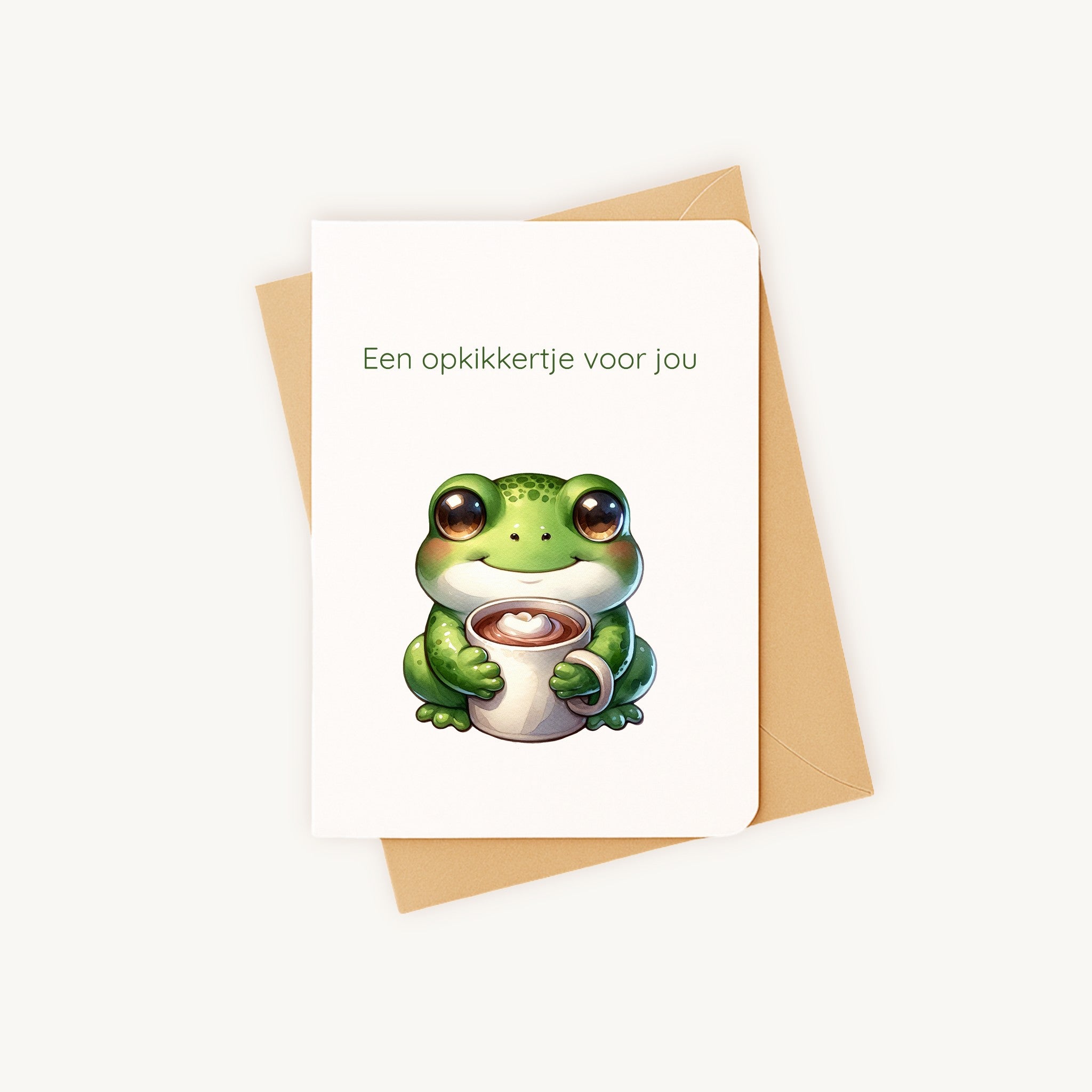 Beterschapskaart kikker met kraftenvelop