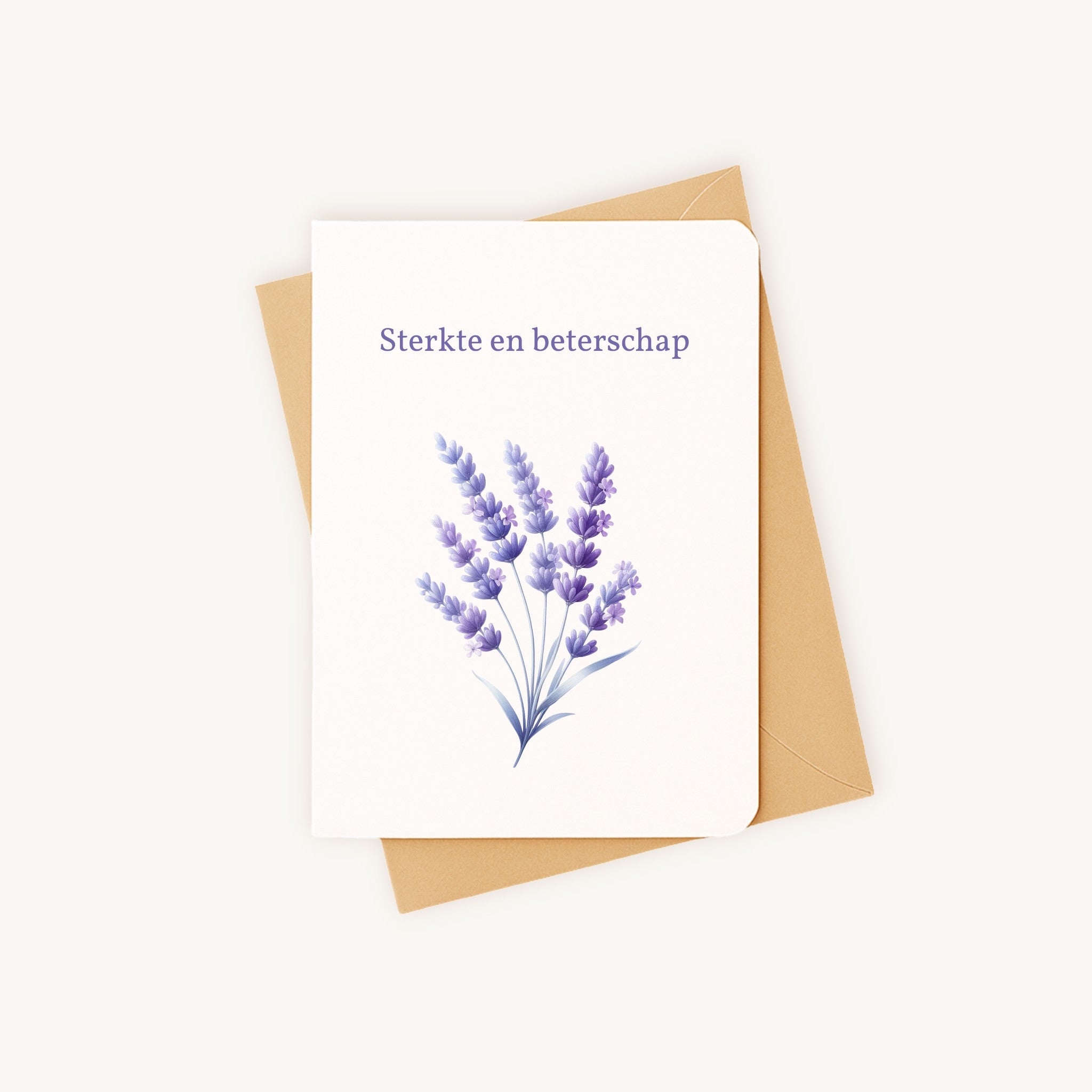 Beterschapskaart lavendel liggend met kraftenvelop