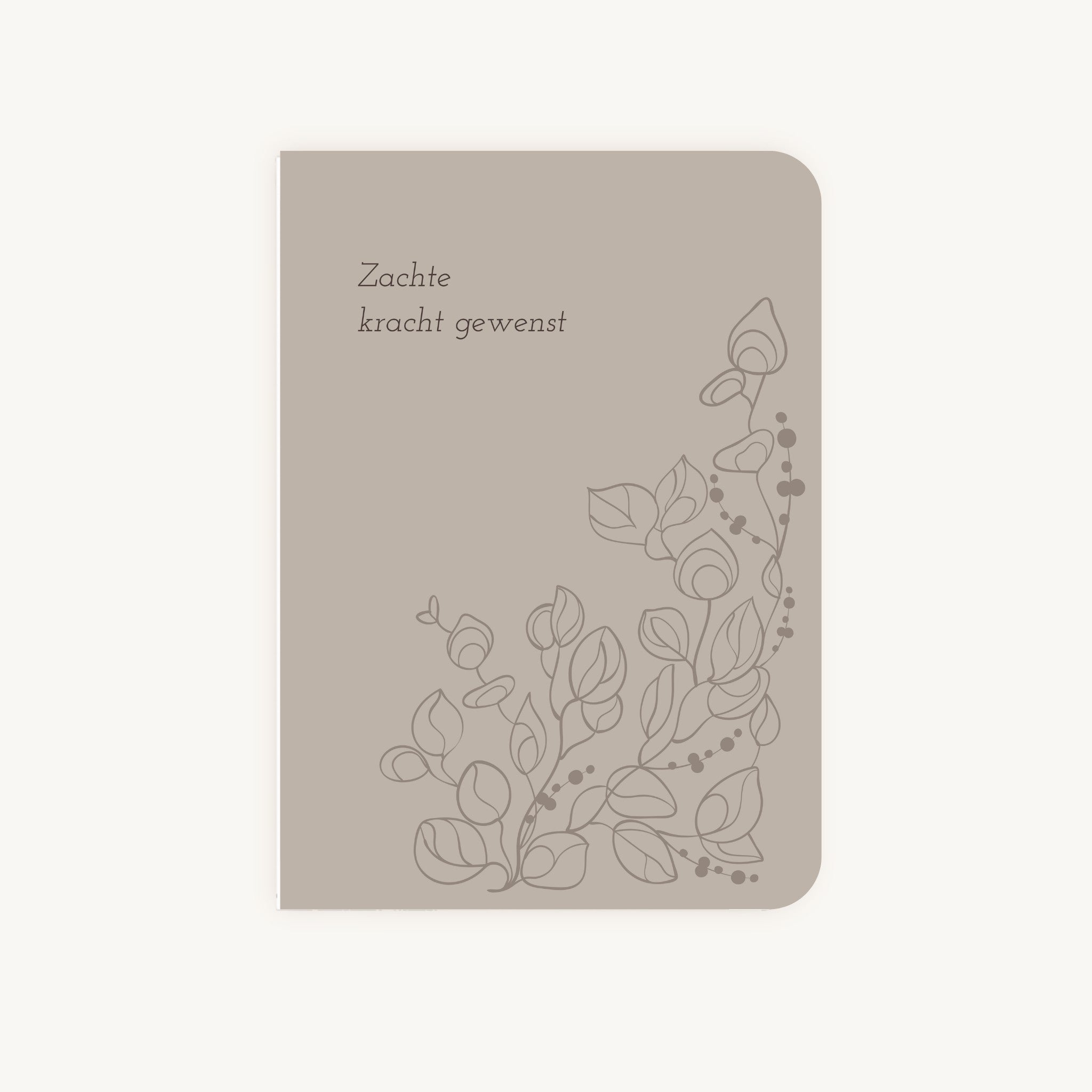 Condoleancekaart met line art bloemen en tekst zachte kracht gewenst