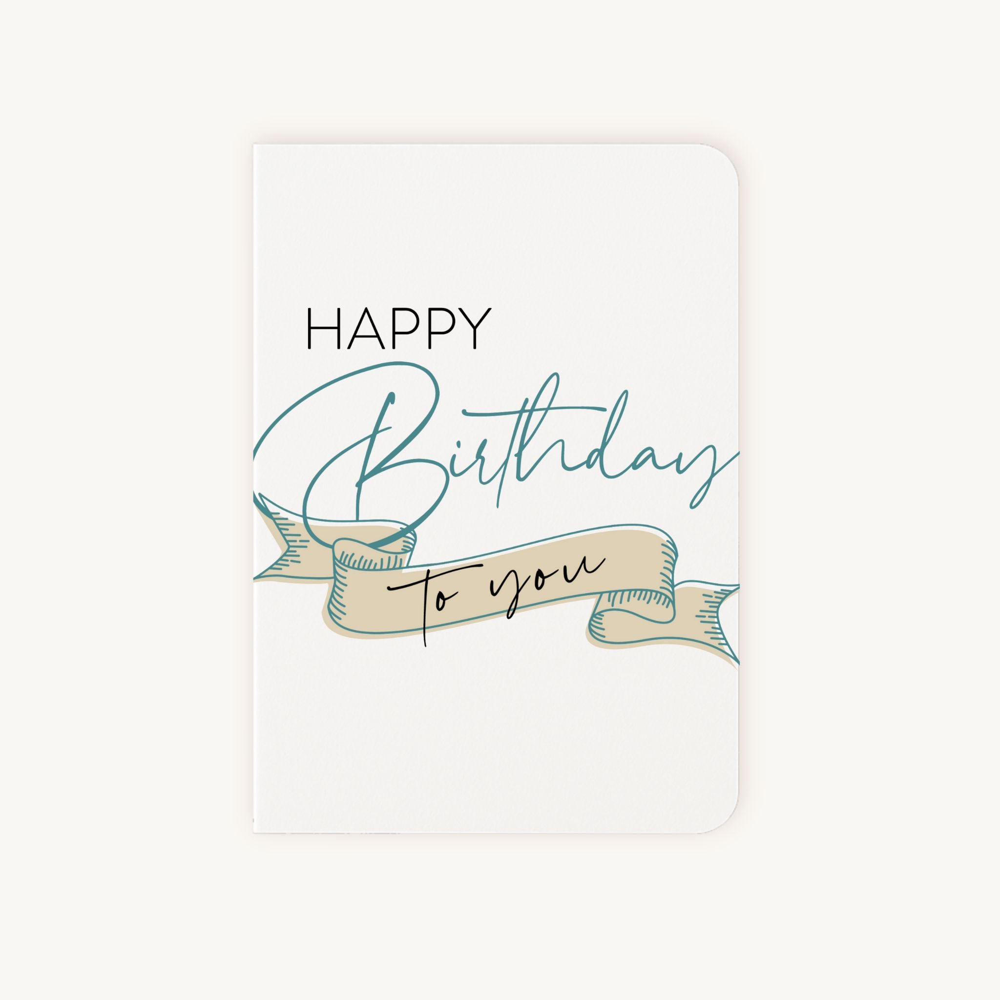 Elegante verjaardagskaart voorkant met Happy Birthday to You banner