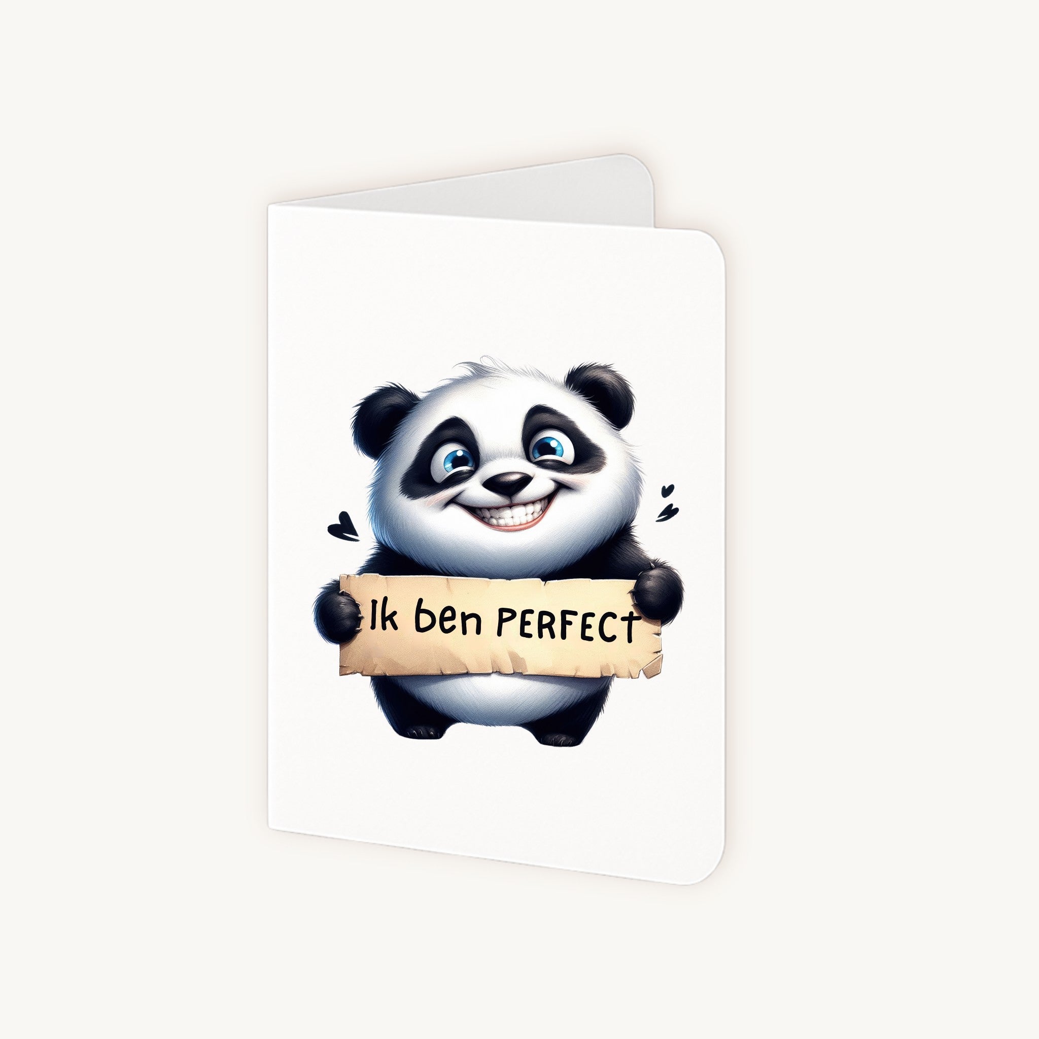 Geopende grappige panda kaart met schrijfruimte binnenin