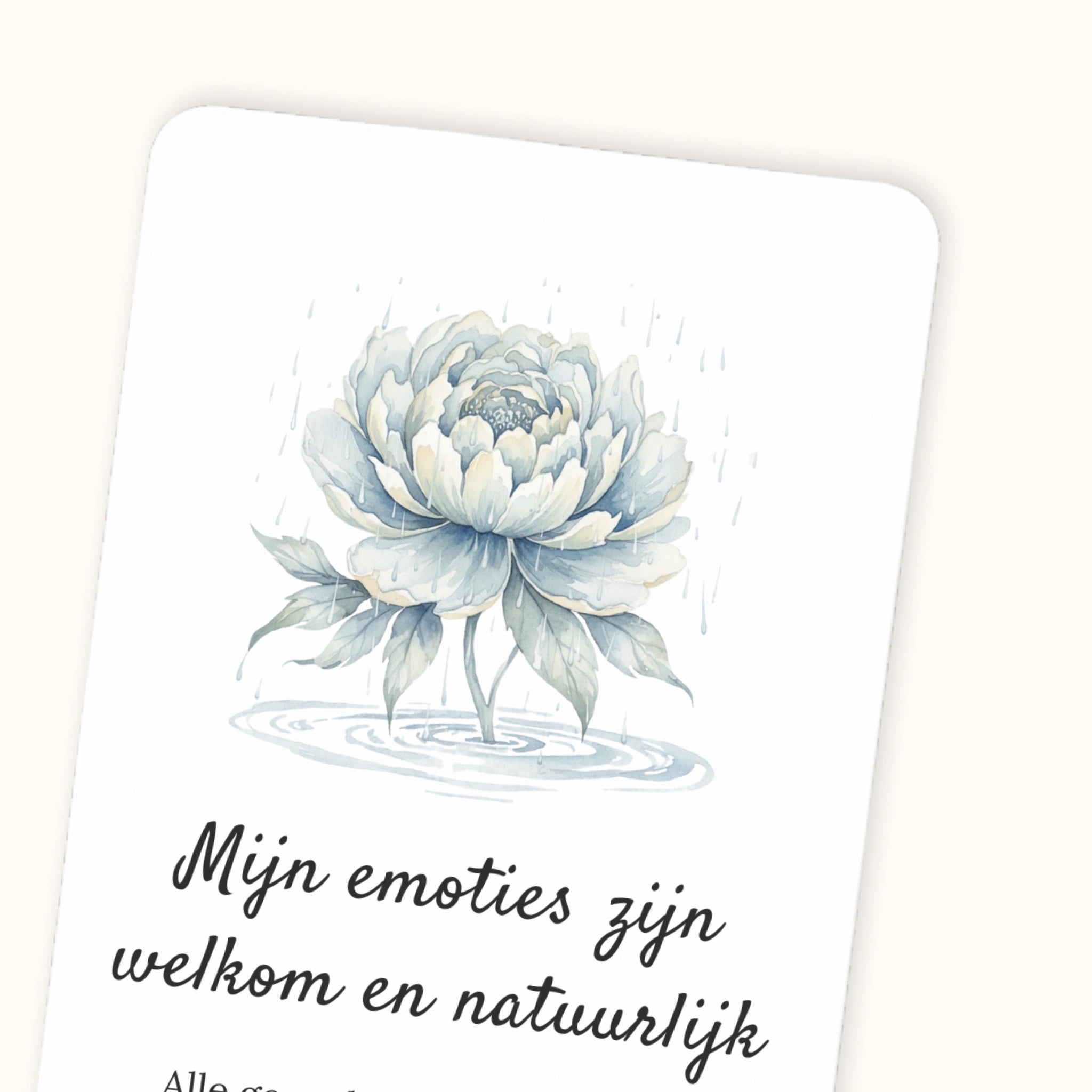 Detail van een affirmatiekaart voor na de bevalling met subtekst