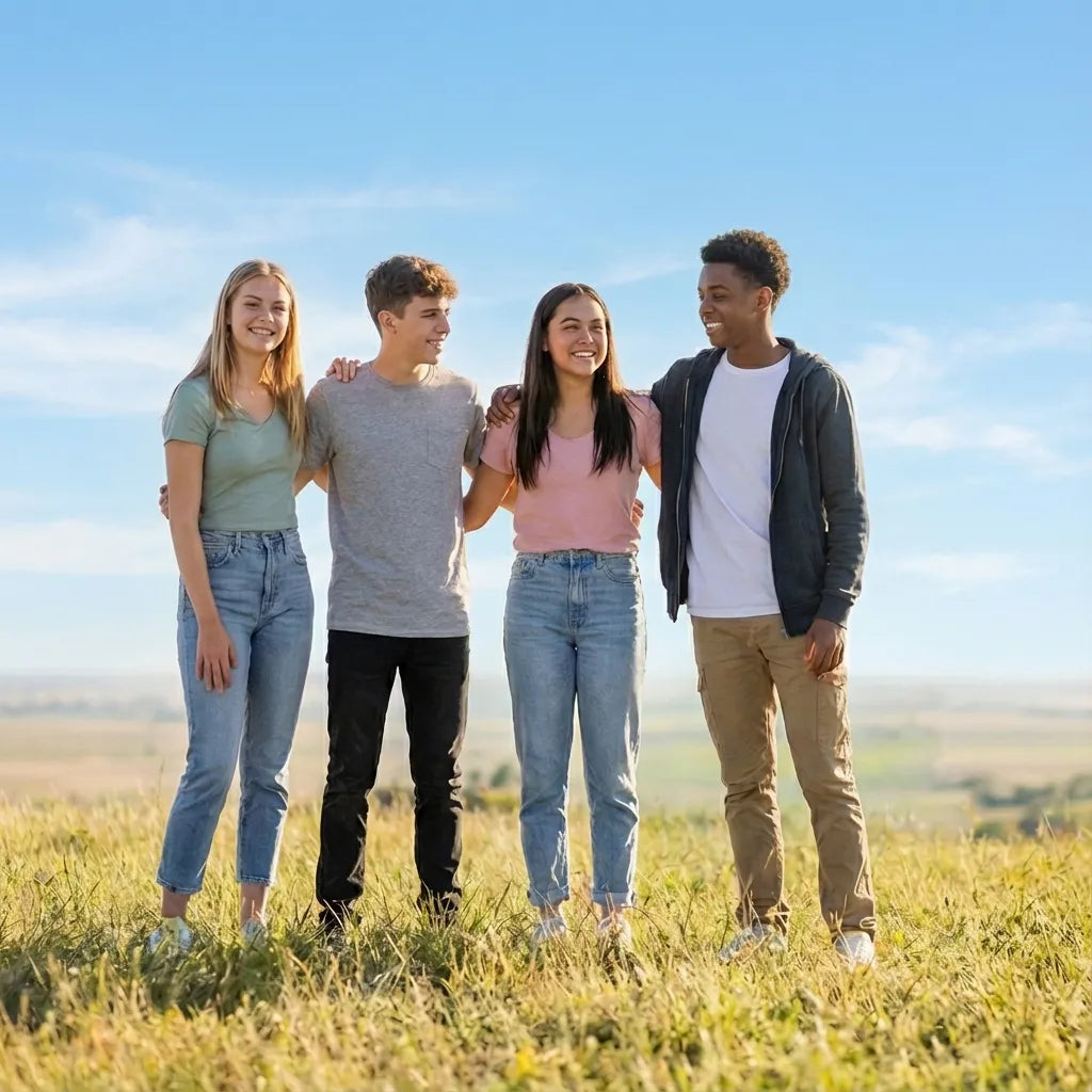 Stijlvolle, kleurrijke afbeelding voor tiener affirmatiekaarten collectie – positieve en inspirerende sfeer voor zelfvertrouwen en groei