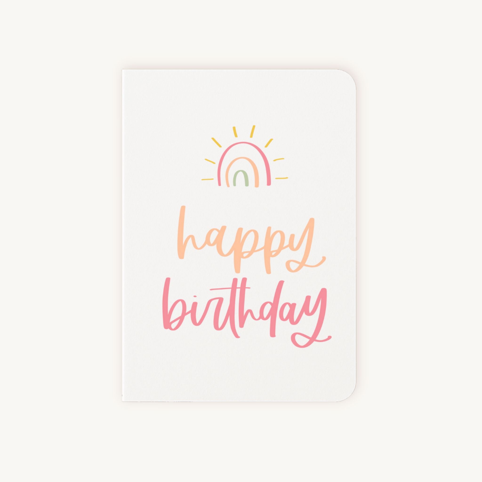Verjaardagskaart regenboog met happy birthday tekst, A6 formaat