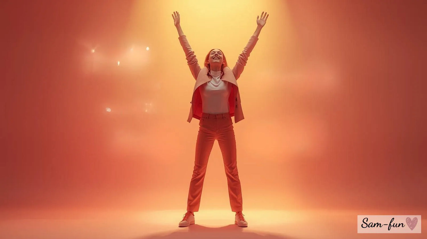 Persoon met zelfvertrouwen omringd door positieve affirmaties voor eigenwaarde en zelfvertrouwen