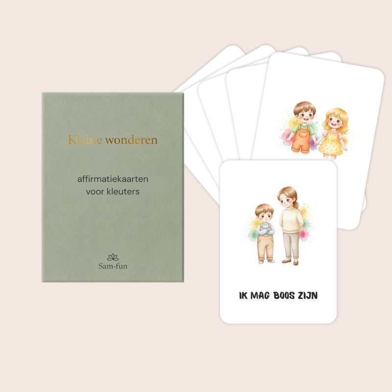 Affirmatiekaarten voor kleuters met illustraties in aquarel voor jongens