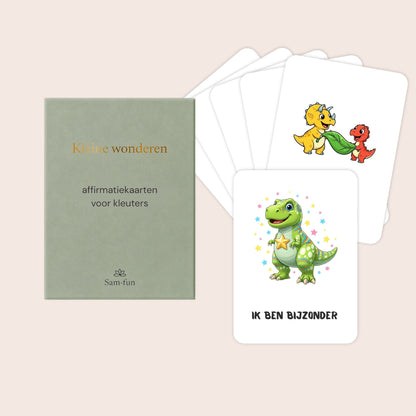 Affirmatiekaarten voor kleuters met illustraties van dinosaurussen