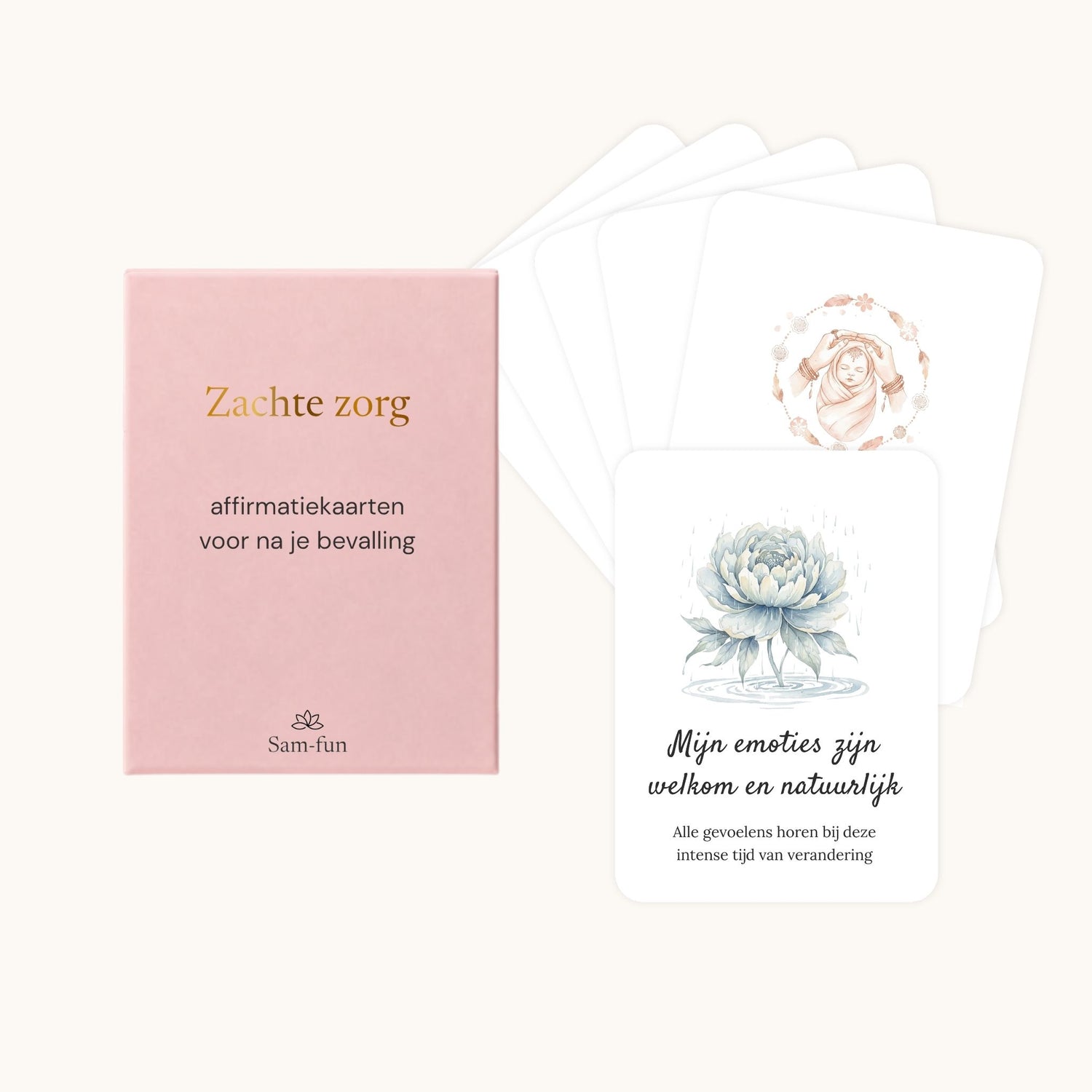 Affirmatiekaarten voor na de bevalling met subtekst in boho aquarel