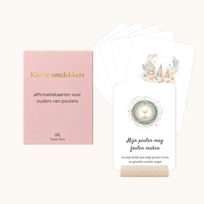 Affirmatiekaarten voor het opvoeden van peuters met subtekst in boho aquarel met houten houder

Afbeelding 2