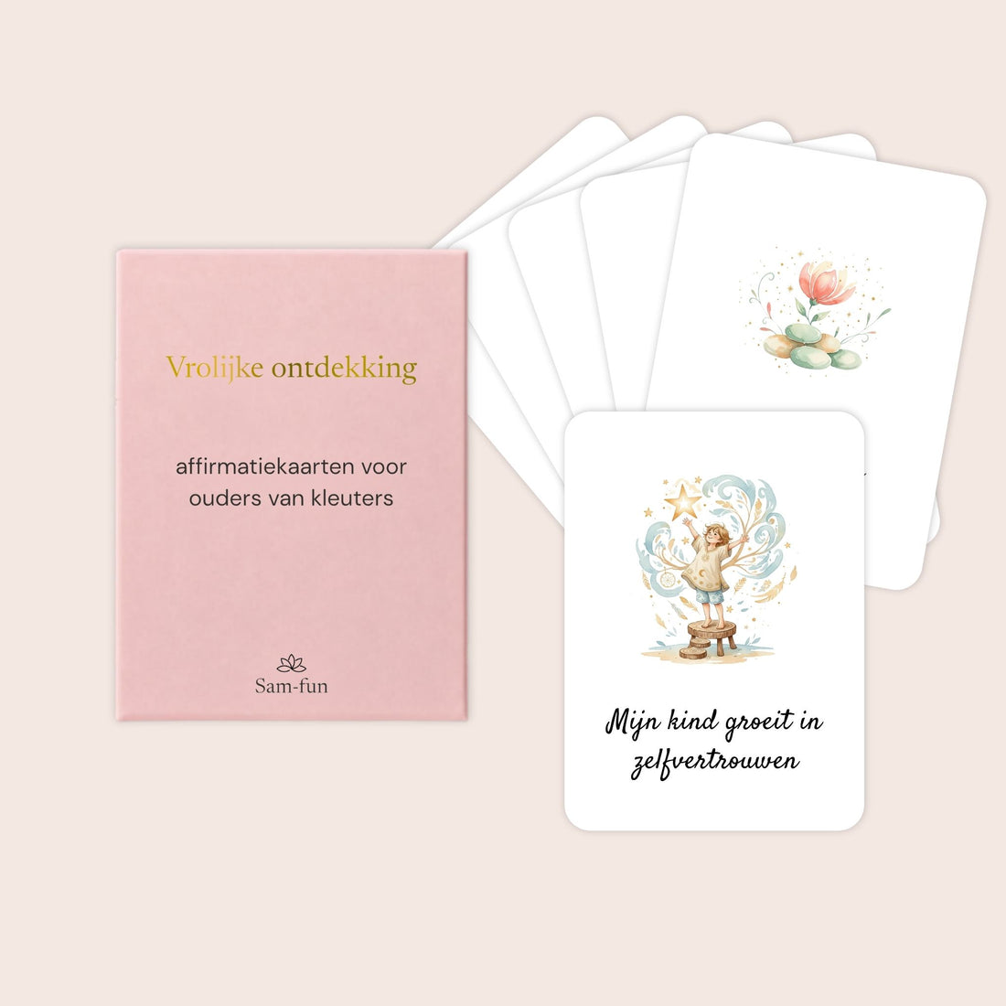 Affirmatiekaarten voor ouders van kleuters in aquarel kort en krachtig