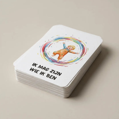 Stapel A7 affirmatiekaarten voor peuters jongens in stoere aquarelstijl, gericht op zelfvertrouwen