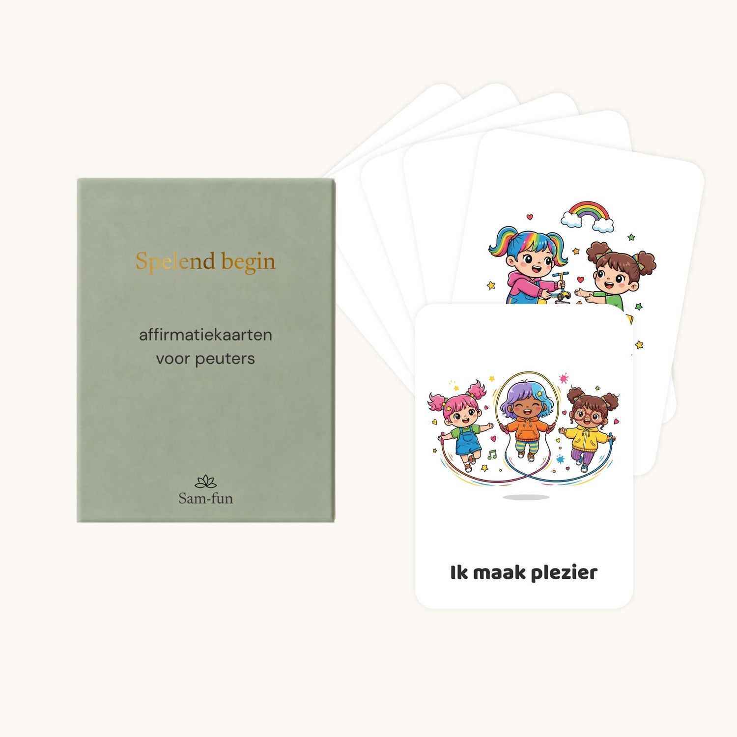 Affirmatiekaarten voor peuters in kawaiistijl