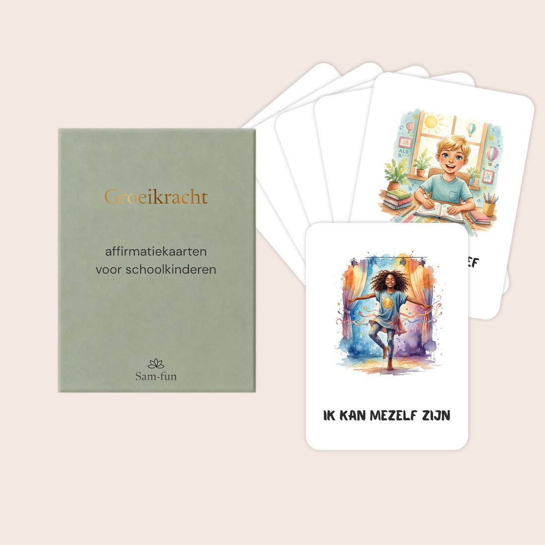 Affirmatiekaarten voor schoolkinderen in aquarel kort en krachtig