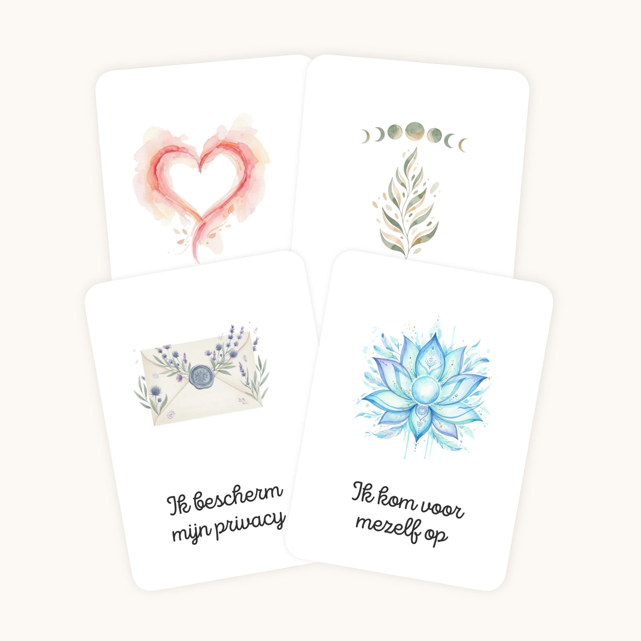 Detail van affirmatiekaarten voor tieners in boho aquarel