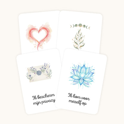 Detail van affirmatiekaarten voor tieners in boho aquarel