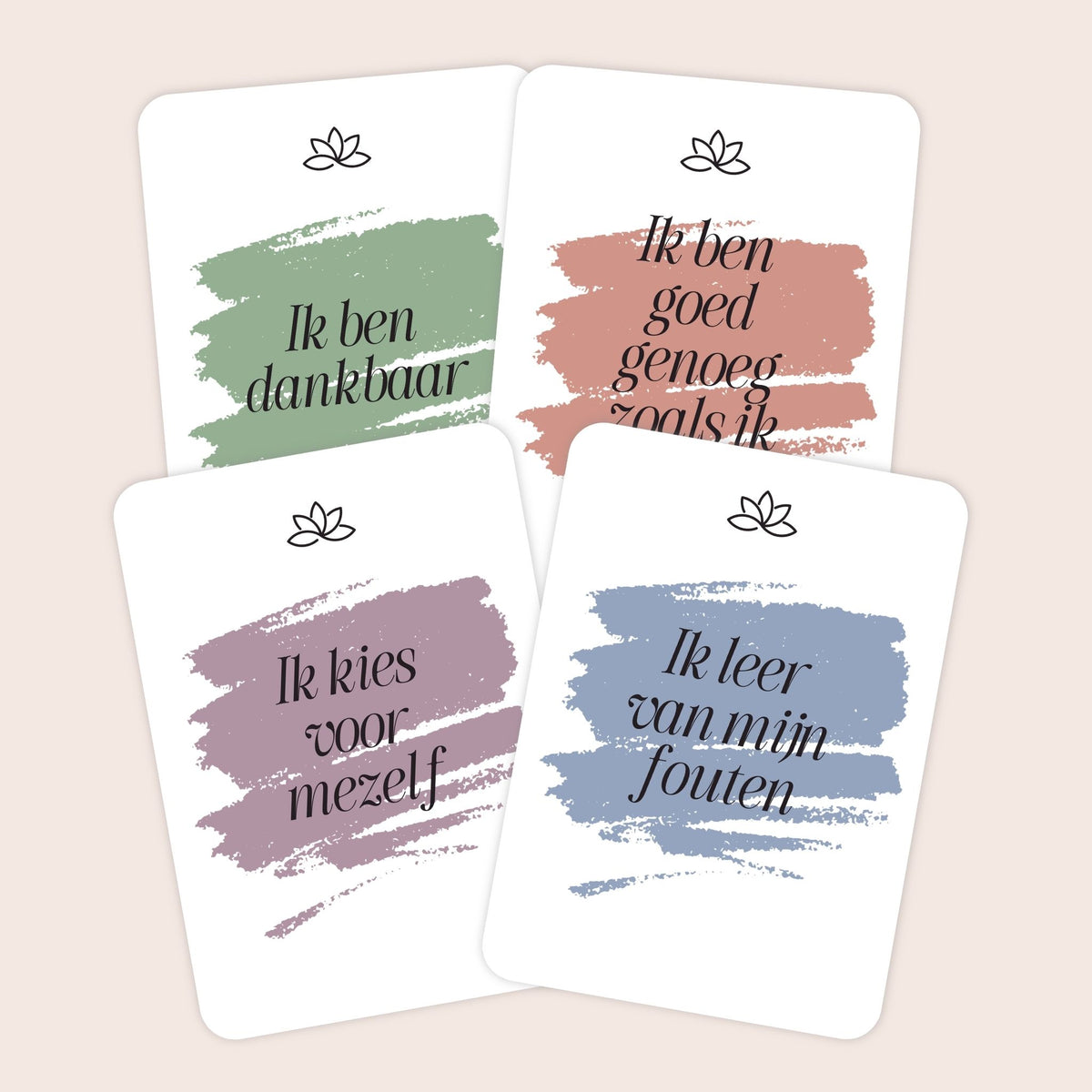Voorbeelden van affirmatiekaarten voor tieners in minimalistische stijl