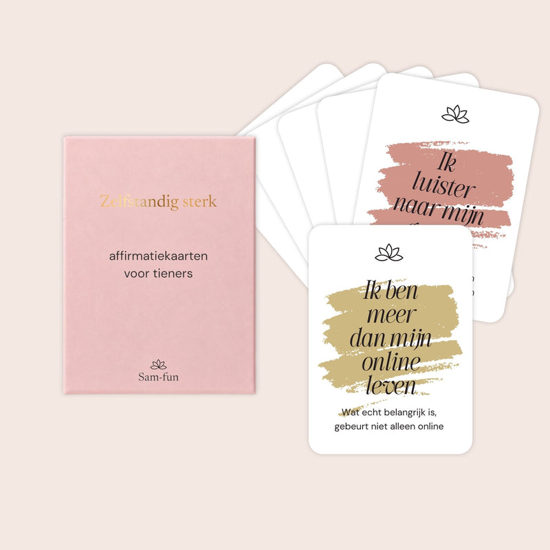 Affirmatiekaarten voor tieners in minimalistische stijl met subtekst