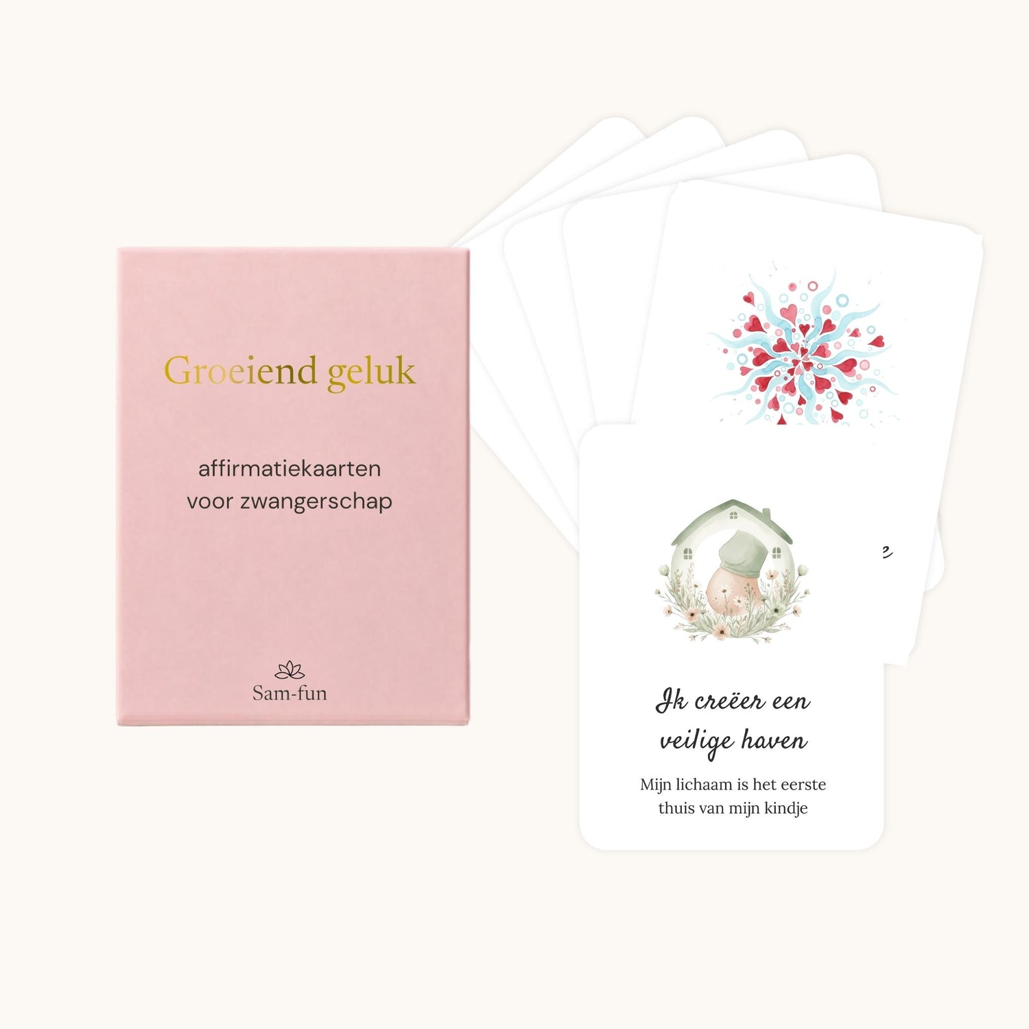 Affirmatiekaarten voor zwangere vrouwen met subtekst in boho aquarel
