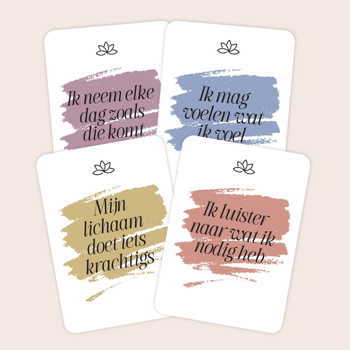 Voorbeelden van affirmatiekaarten voor je zwangerschap in minimalistische stijl