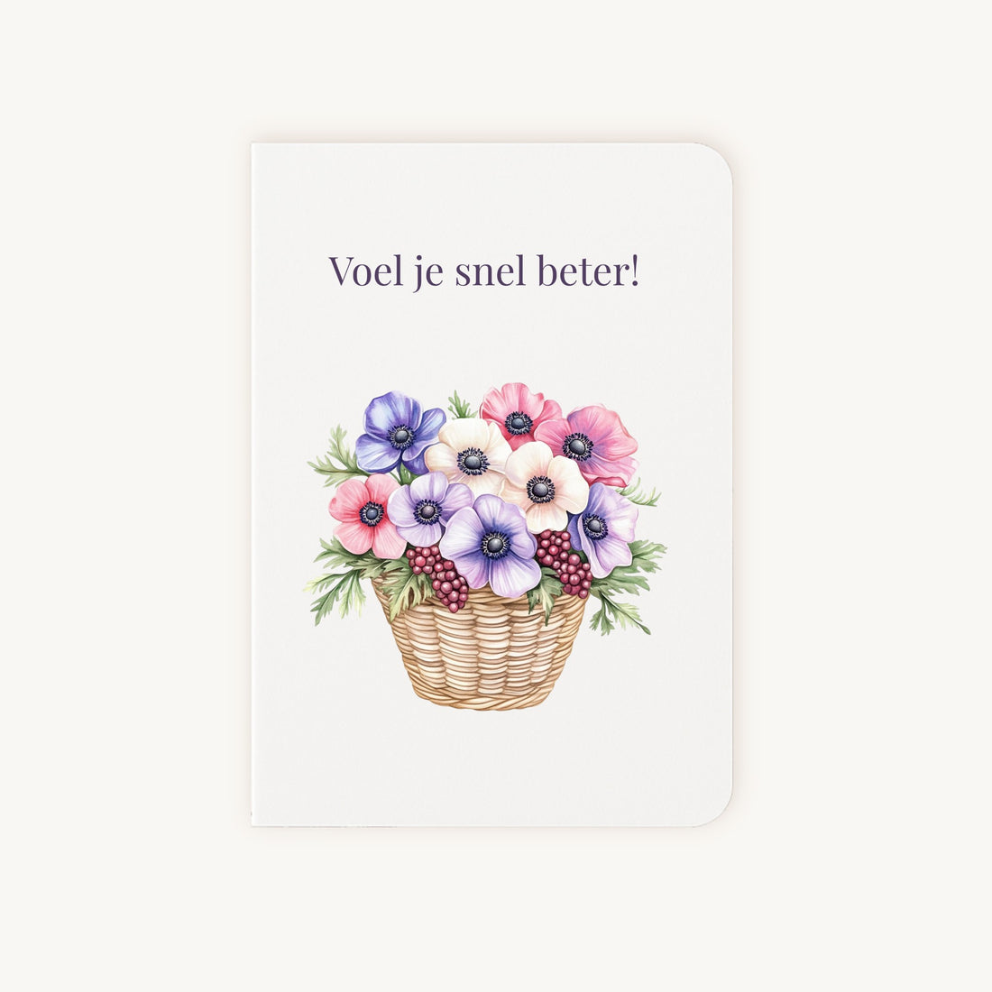 Beterschapskaart aquarel bloemenmand voorkant Word maar snel beter