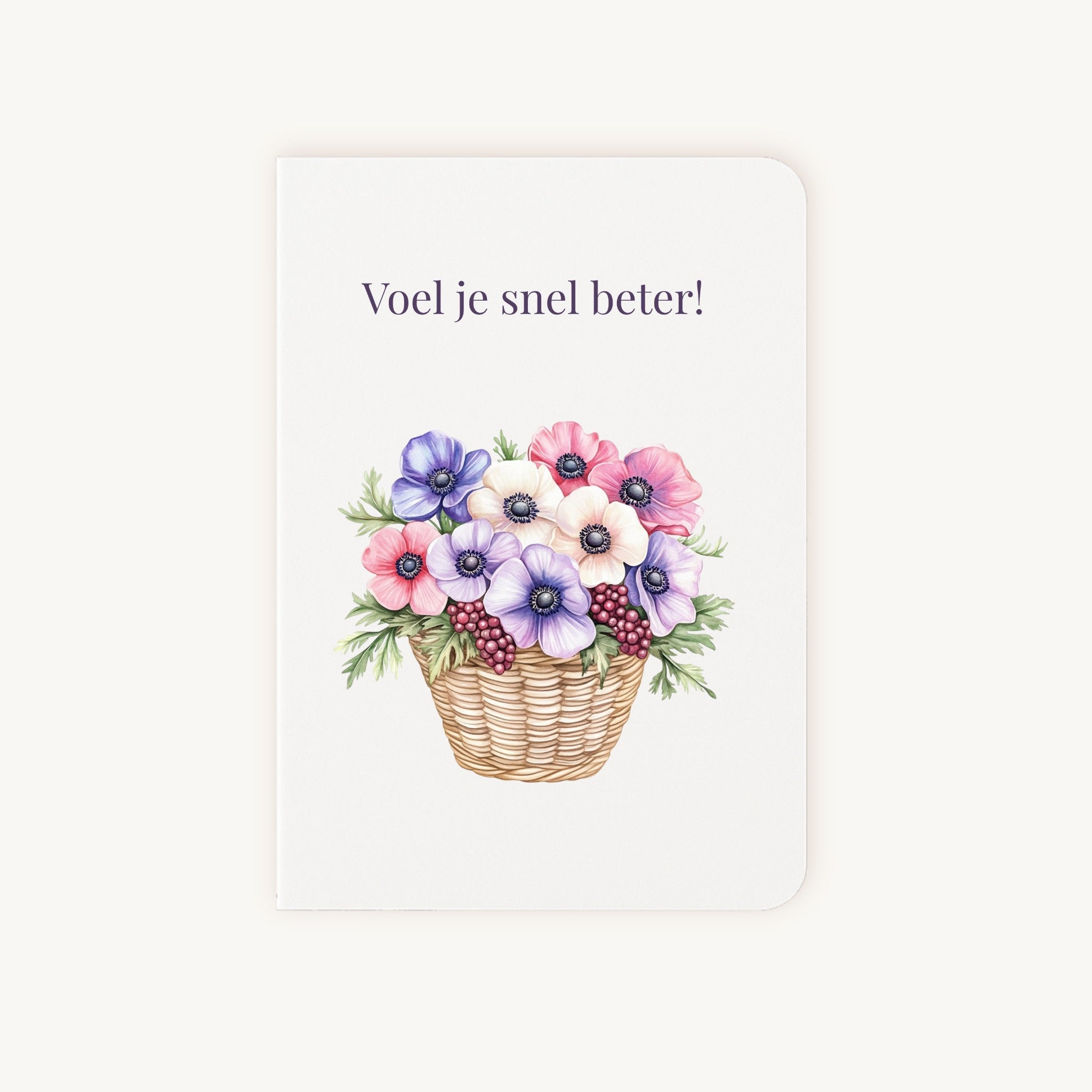 Beterschapskaart aquarel bloemenmand voorkant Word maar snel beter
