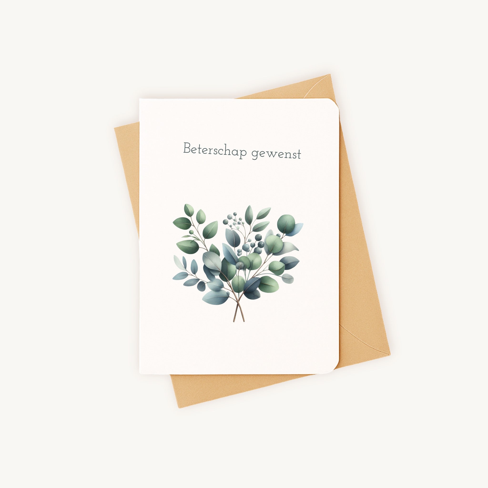 Beterschapskaart met bijpassende kraftkleurige envelop