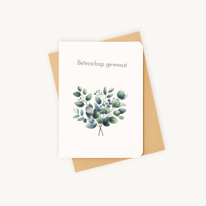 Beterschapskaart met bijpassende kraftkleurige envelop