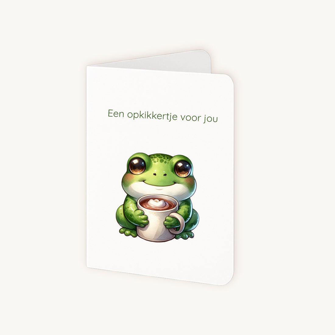 Half geopende beterschapskaart kikker opkikkertje