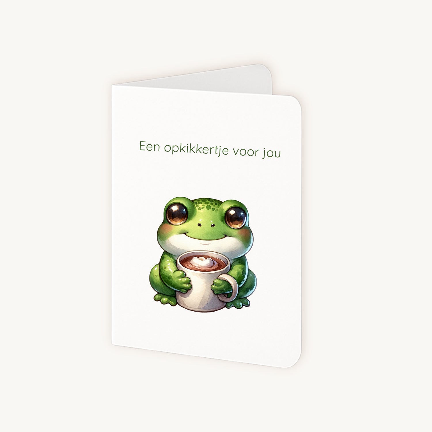 Half geopende beterschapskaart kikker opkikkertje