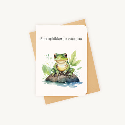 Beterschapskaart kikker liggend met kraftenvelop