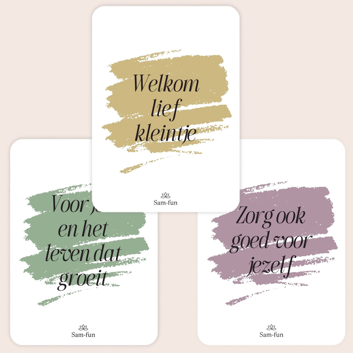 "Drie extra A6-kaarten uit de cadeauset Liefdevolle reis in minimalistische stijl"