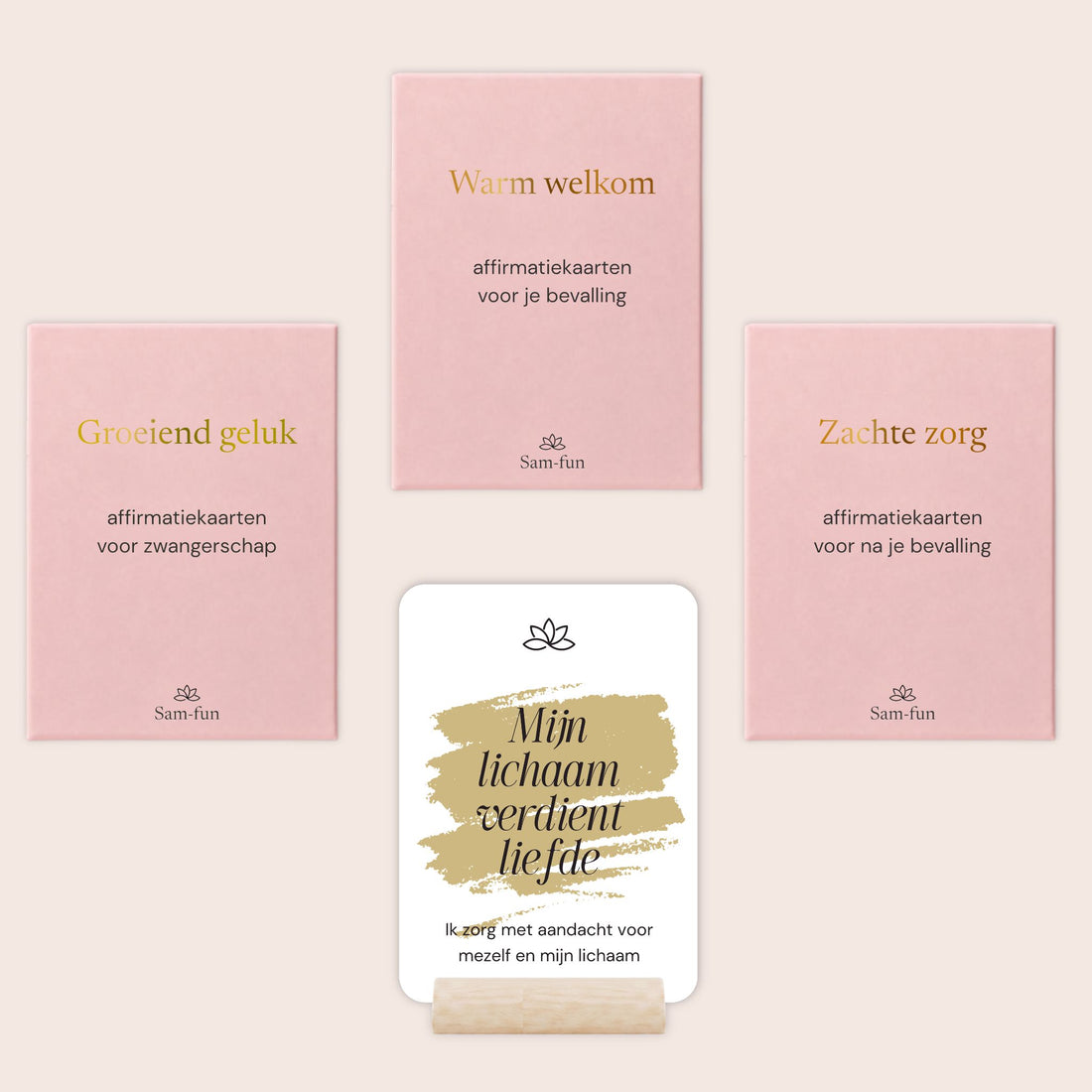 Cadeauset Liefdevolle reis met affirmatiekaarten in minimalistische stijl met subtekst