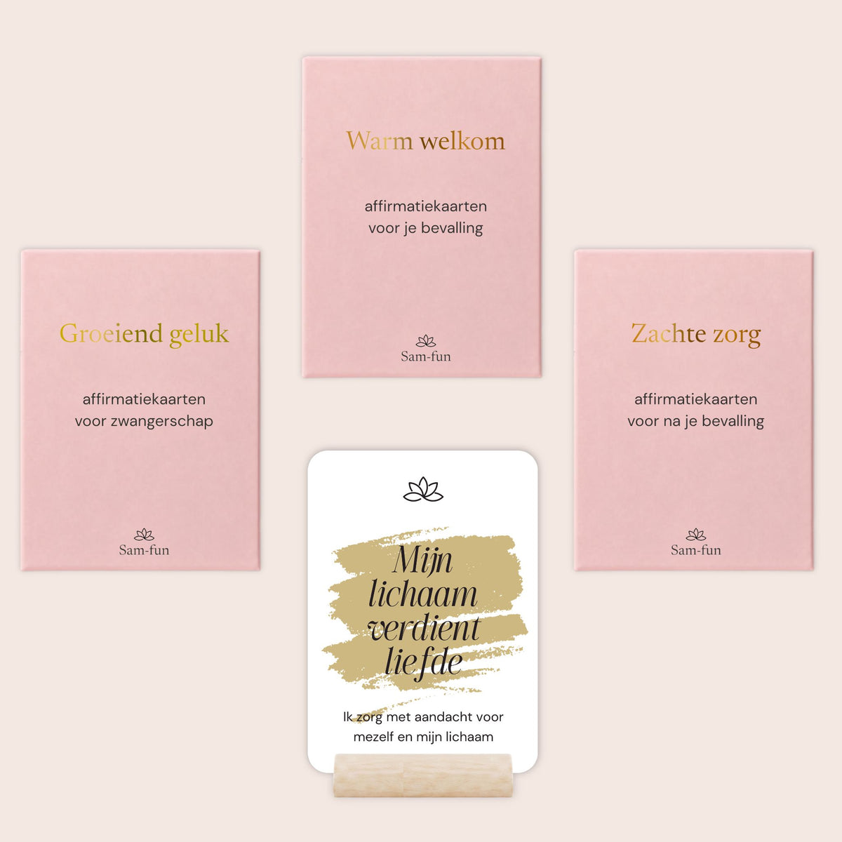Cadeauset Liefdevolle reis met affirmatiekaarten in minimalistische stijl met subtekst
