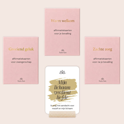 Cadeauset Liefdevolle reis met affirmatiekaarten in minimalistische stijl met subtekst