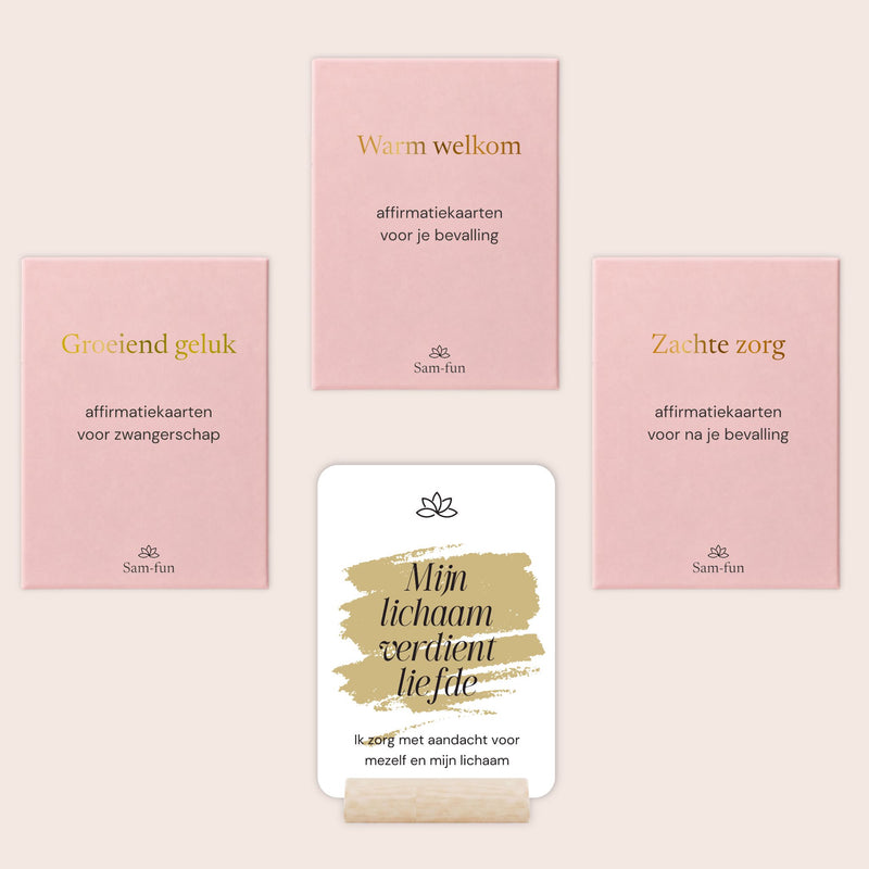 Cadeauset Liefdevolle reis met affirmatiekaarten in minimalistische stijl met subtekst