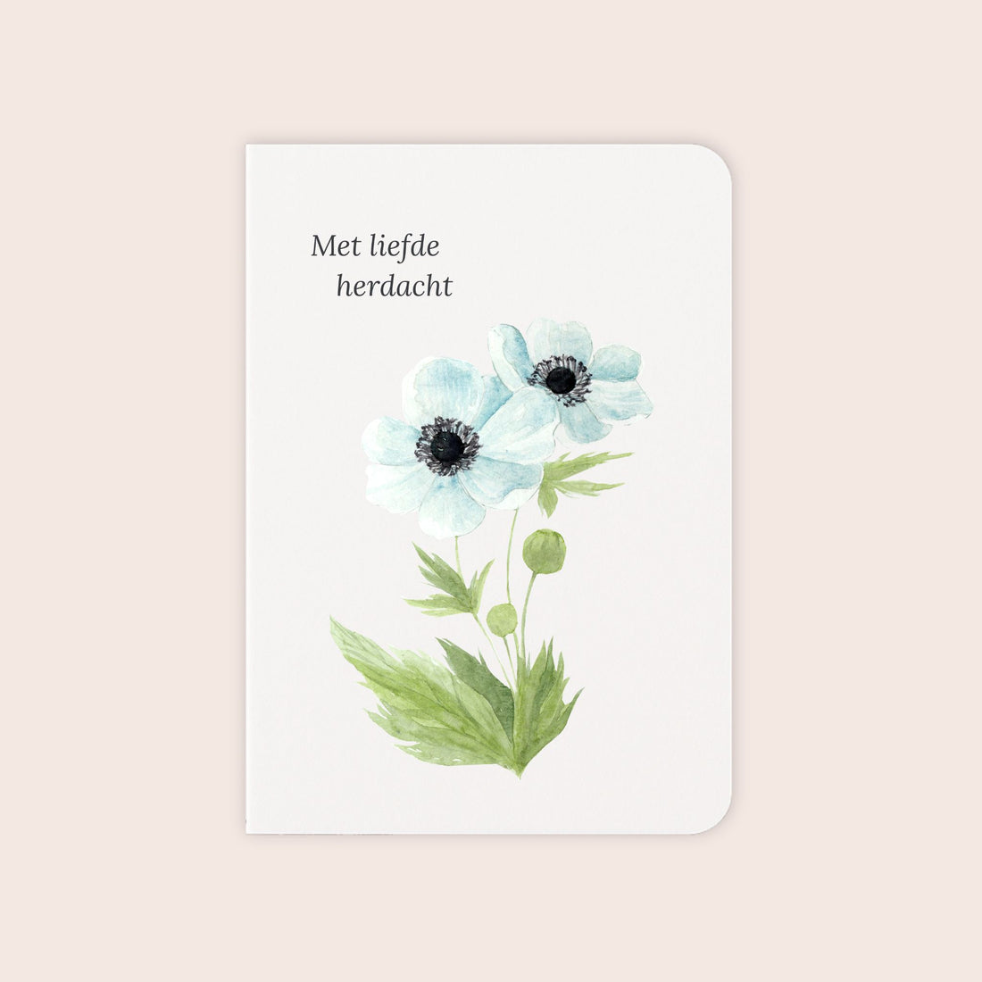 Condoleancekaart ‘Met liefde herdacht’ met anemonen