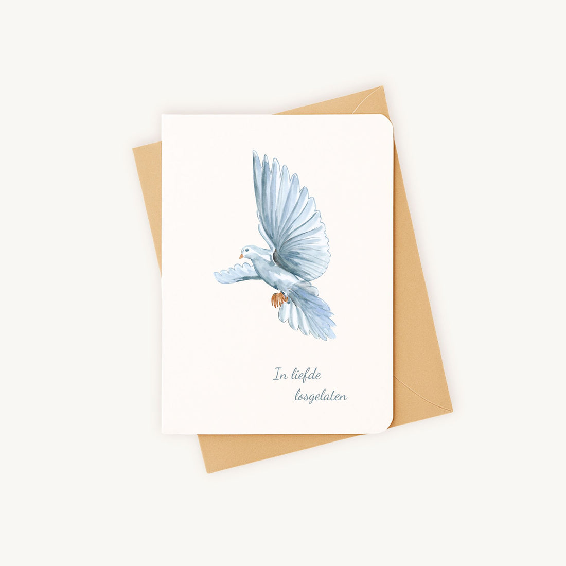 Condoleancekaart duif met bijpassende kraft envelop afgeronde hoekjes