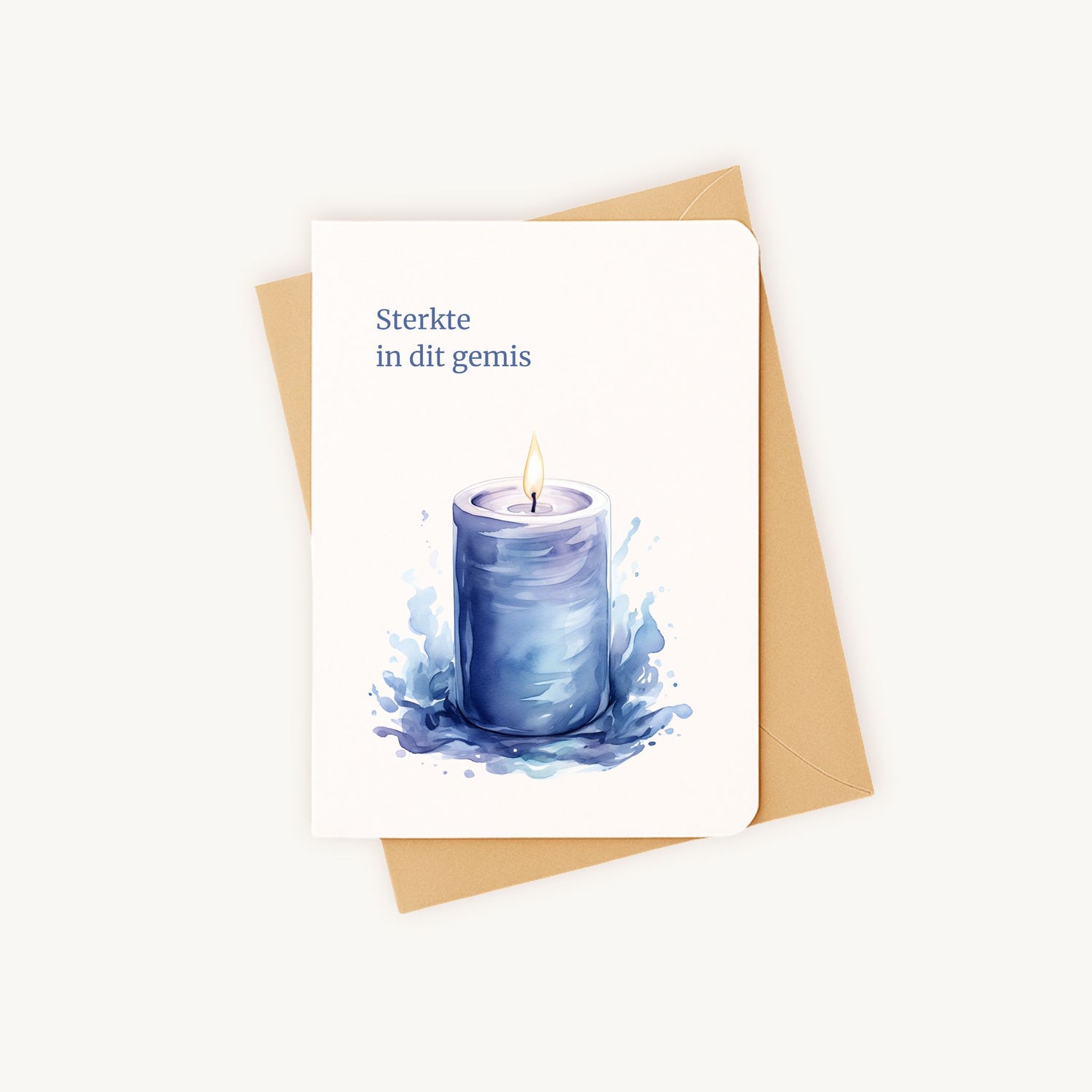 condoleancekaart, rouwkaart, medeleven, steun, verlies, kaars, aquarel, sterkte, troost, verbondenheid