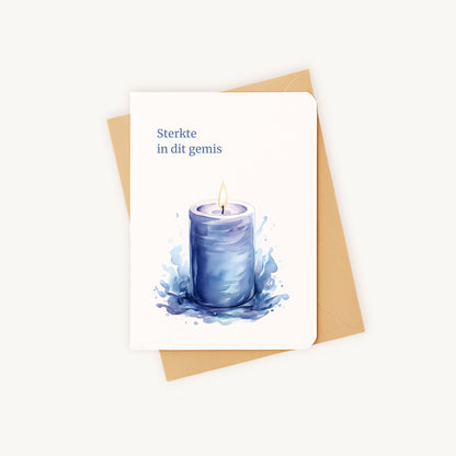 condoleancekaart, rouwkaart, medeleven, steun, verlies, kaars, aquarel, sterkte, troost, verbondenheid