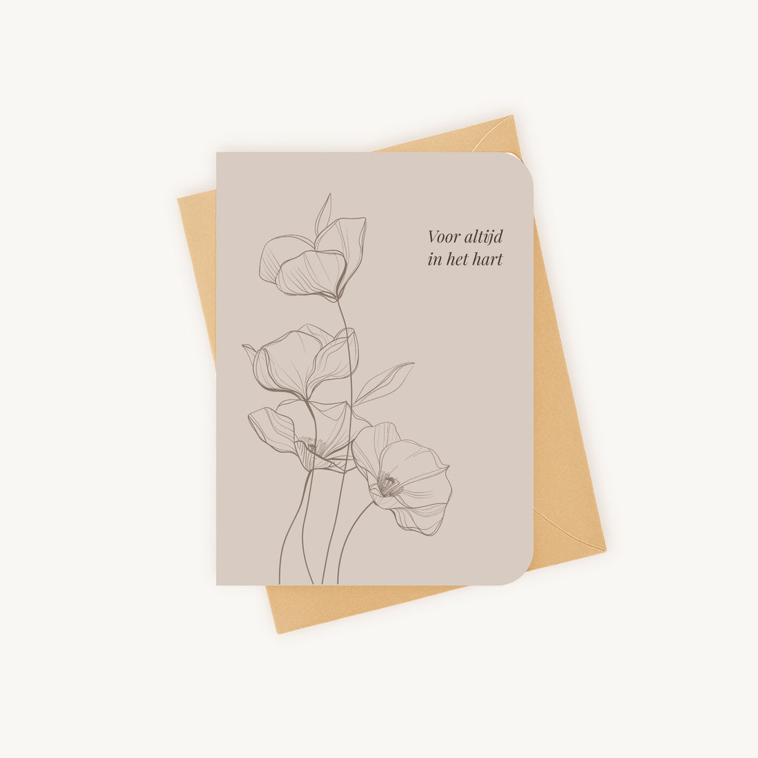 Condoleancekaart klaprozen liggend met kraft envelop