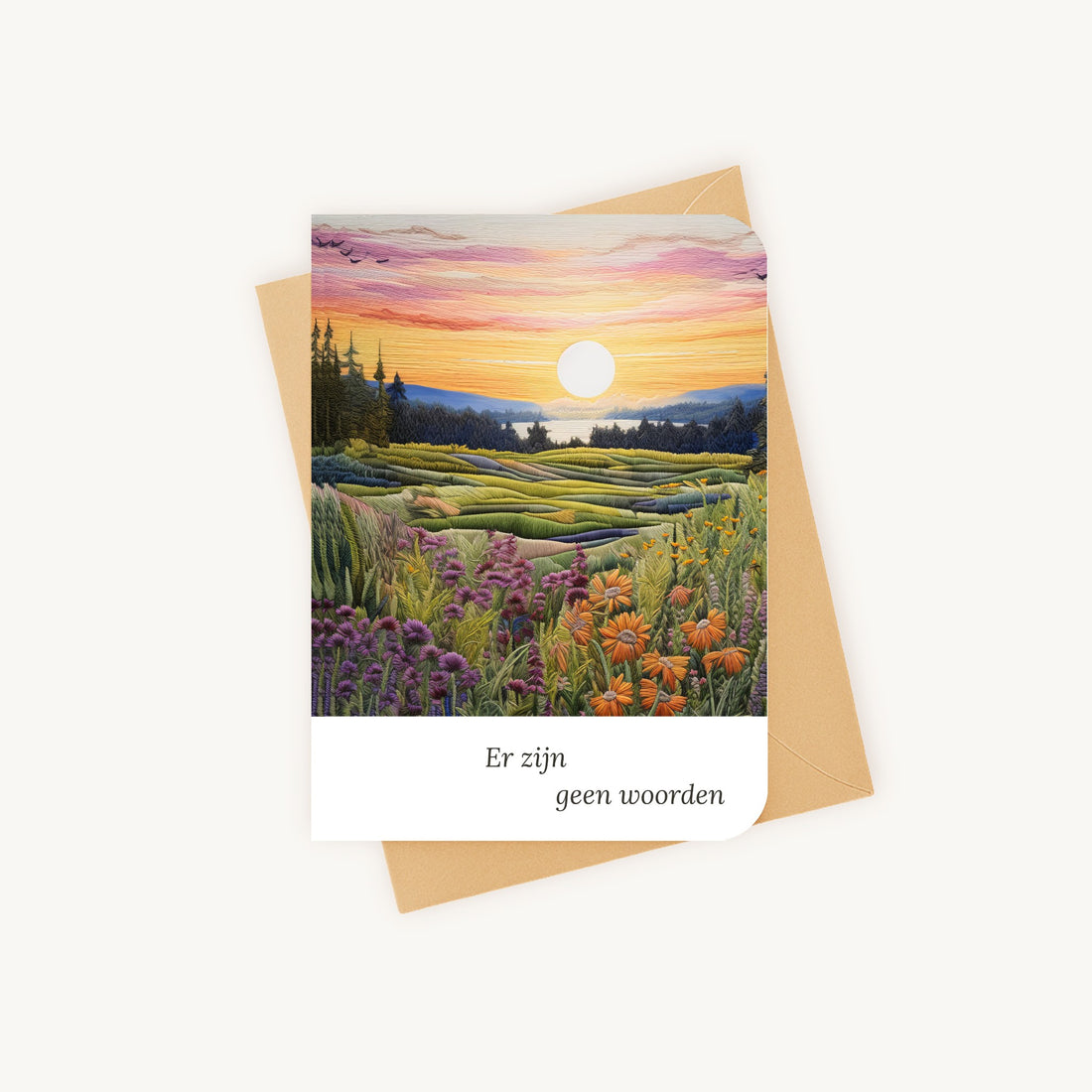 Condoleancekaart landschap met bijpassende kraft envelop