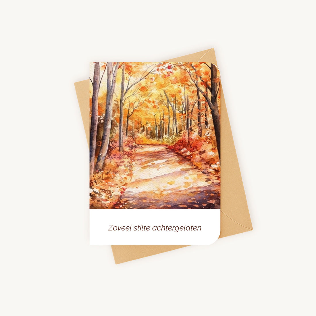 Condoleancekaart pad herfstbos met kraftenvelop