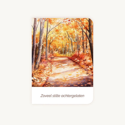 Condoleancekaart voorkant aquarel pad herfstbos zoveel stilte