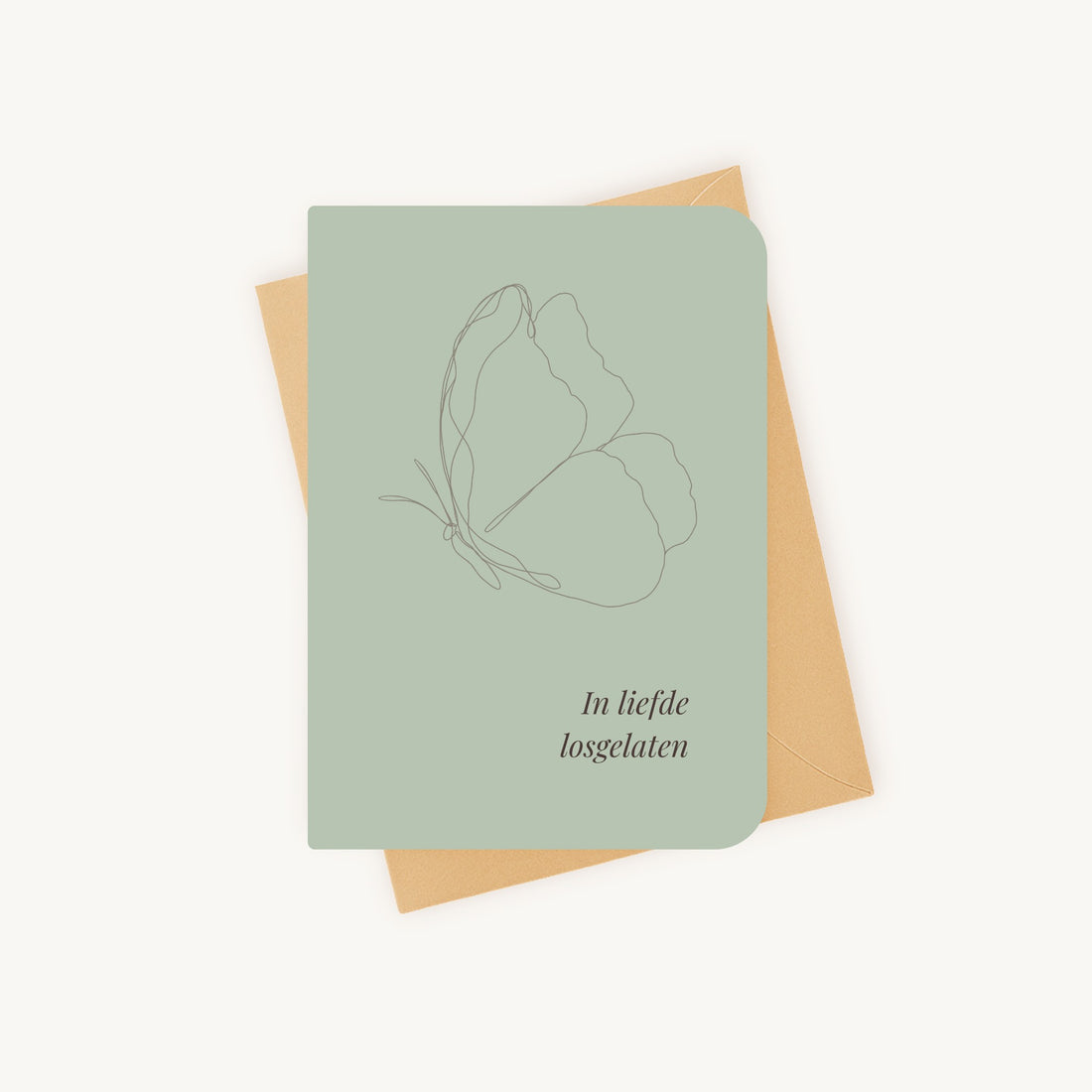 Condoleancekaart vlinder liggend met kraft envelop