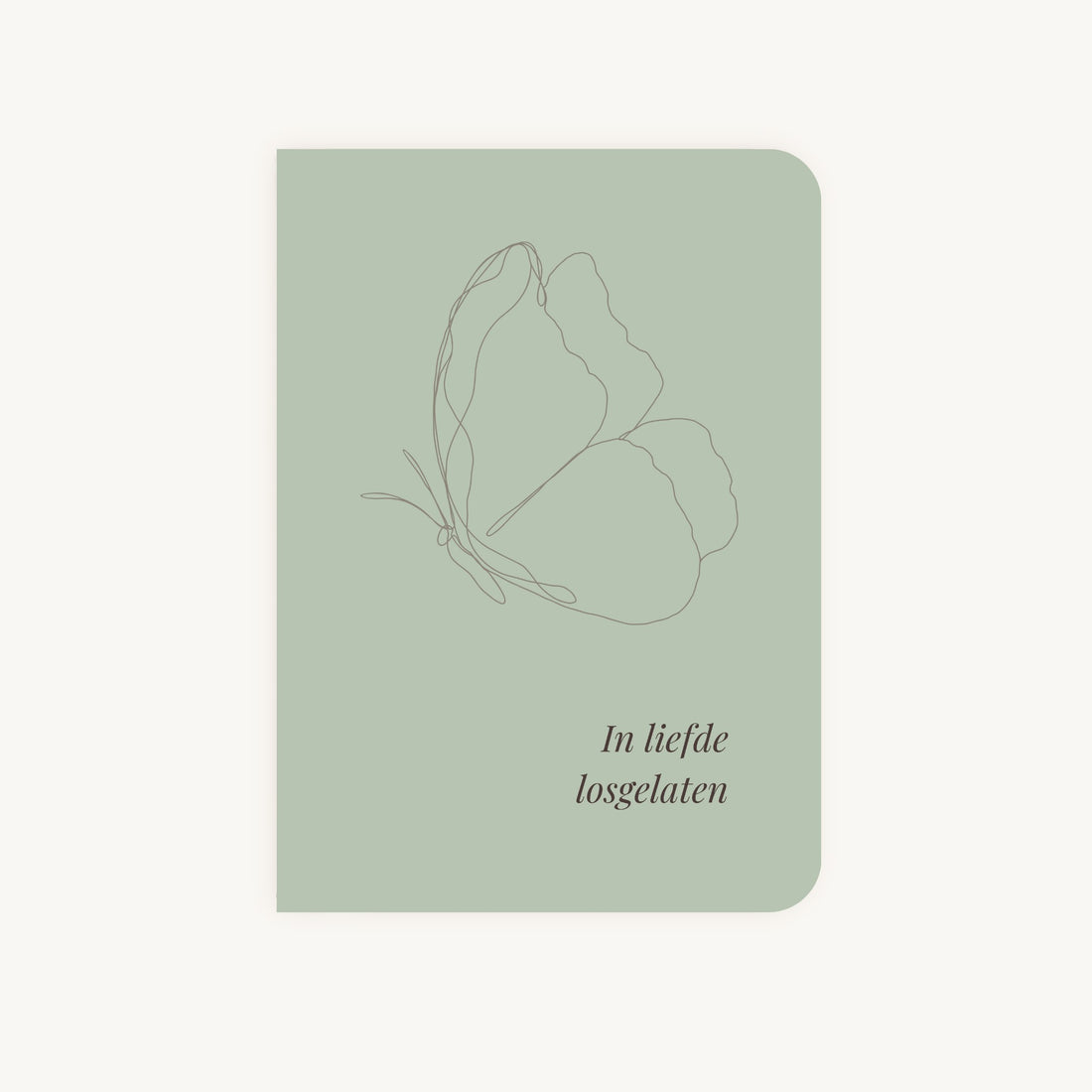 Condoleancekaart met line art vlinder en tekst In liefde losgelaten