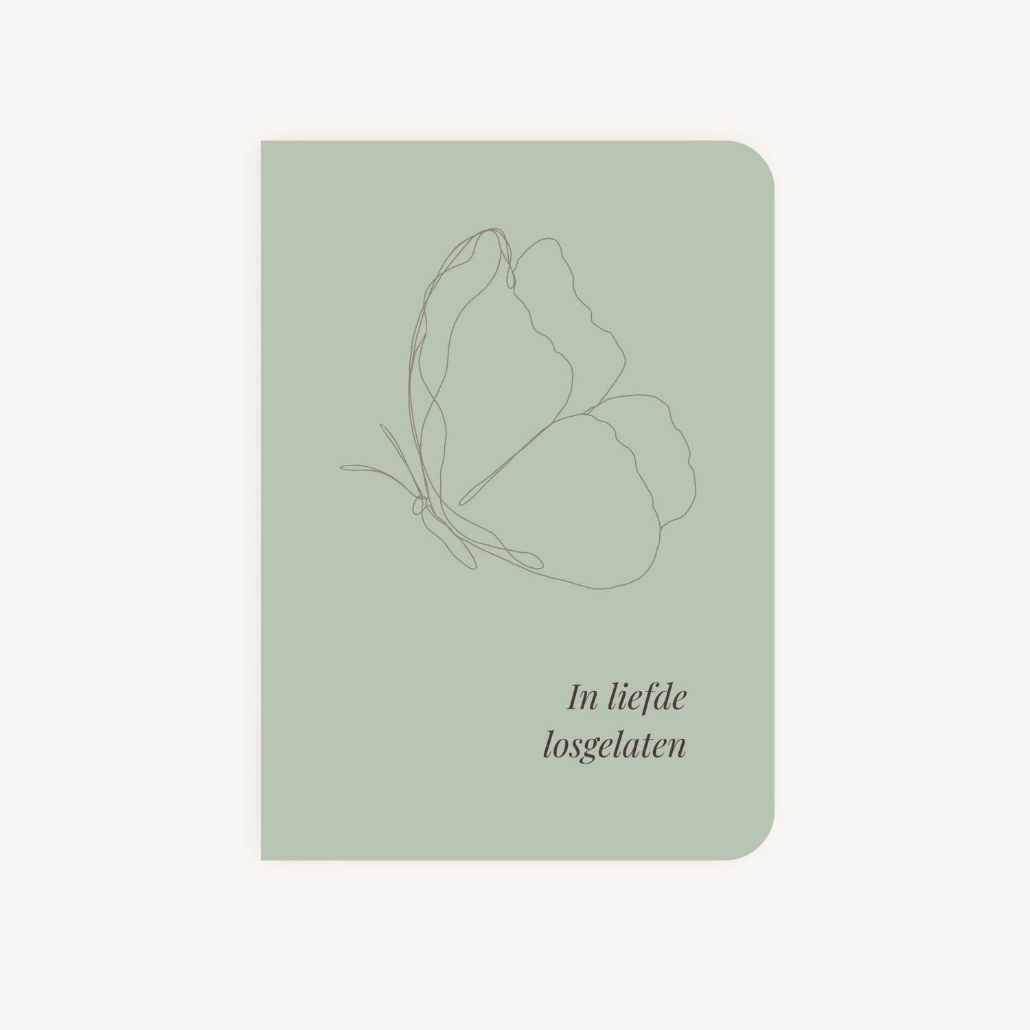 Condoleancekaart met line art vlinder en tekst In liefde losgelaten