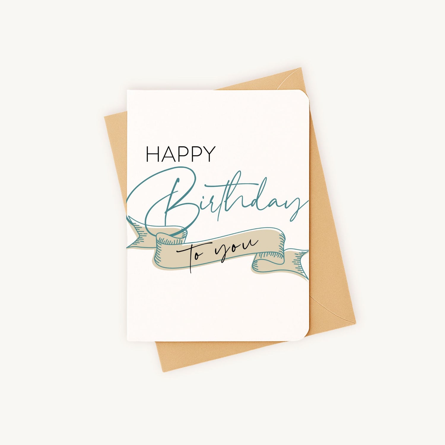 Elegante verjaardagskaart liggend met kraft envelop premium uitstraling
